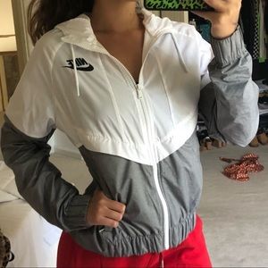 Nike White and Grey Windbreaker